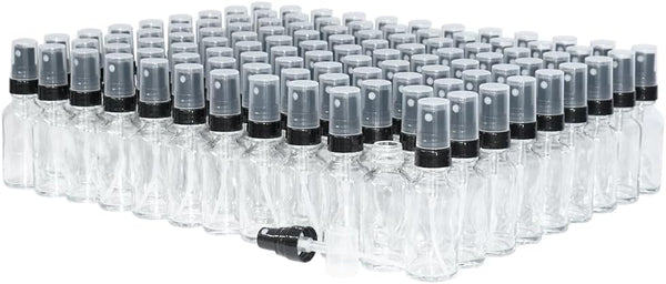 1 oz. Clear Boston Round with Black Fine-Mist Sprayer